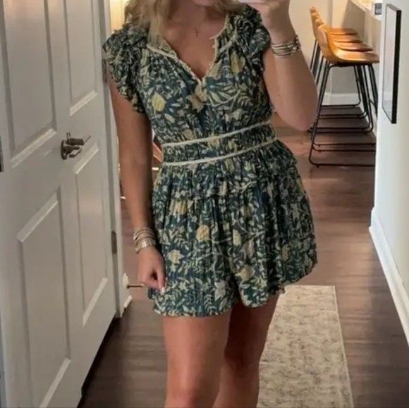 Ulla Johnson Blue and Cream Floral Jumpsuit - Picture 9 of 10